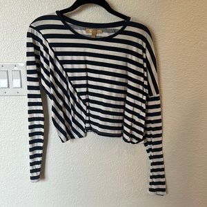 Super cropped long sleeve striped Zara shirt, size M